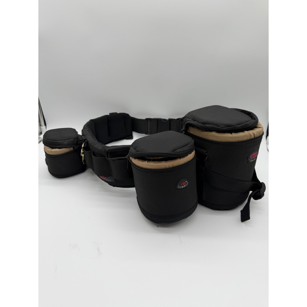 Paull Camera Lens Belt System Modular Padded Waist Belt with 3 Pouches Black